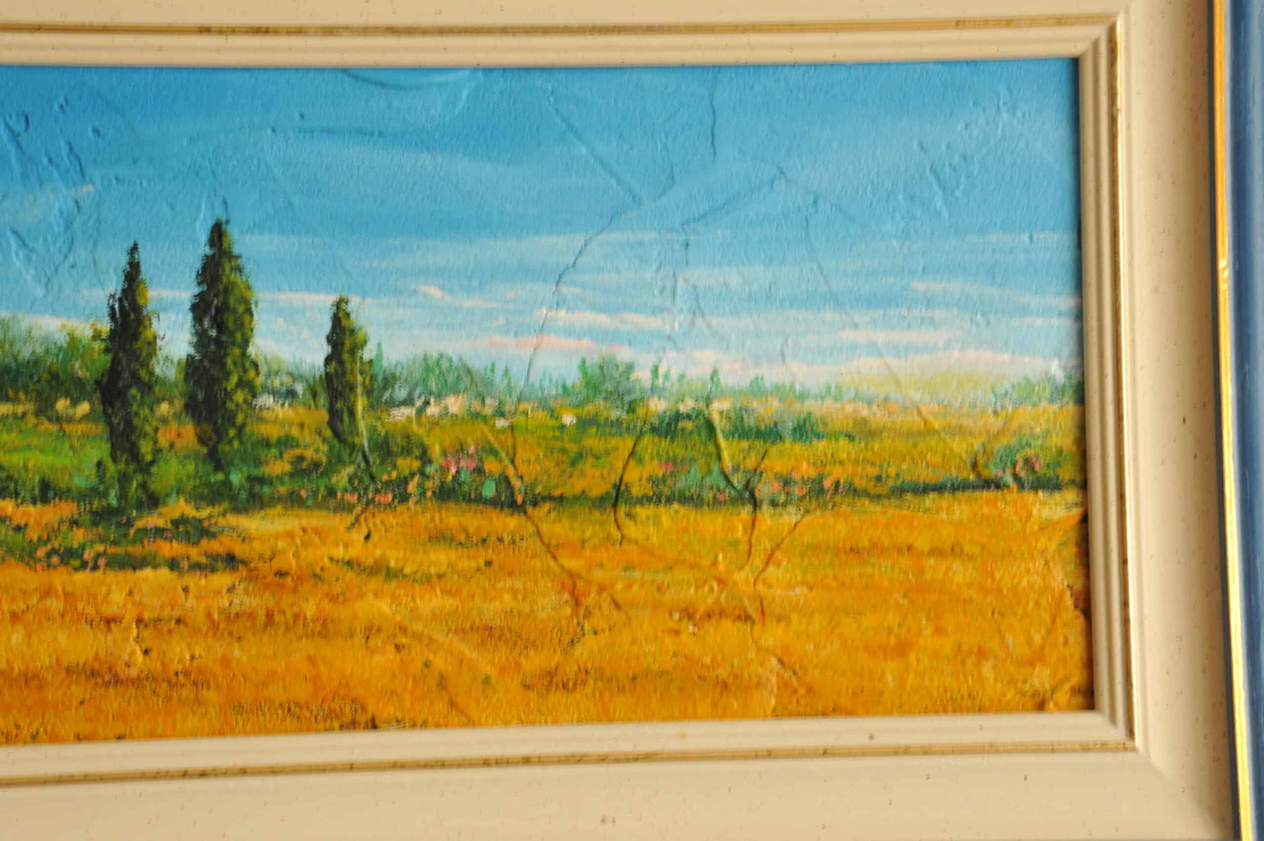 two striking vintage original oil on board tuscan landscapes by tebo marzari