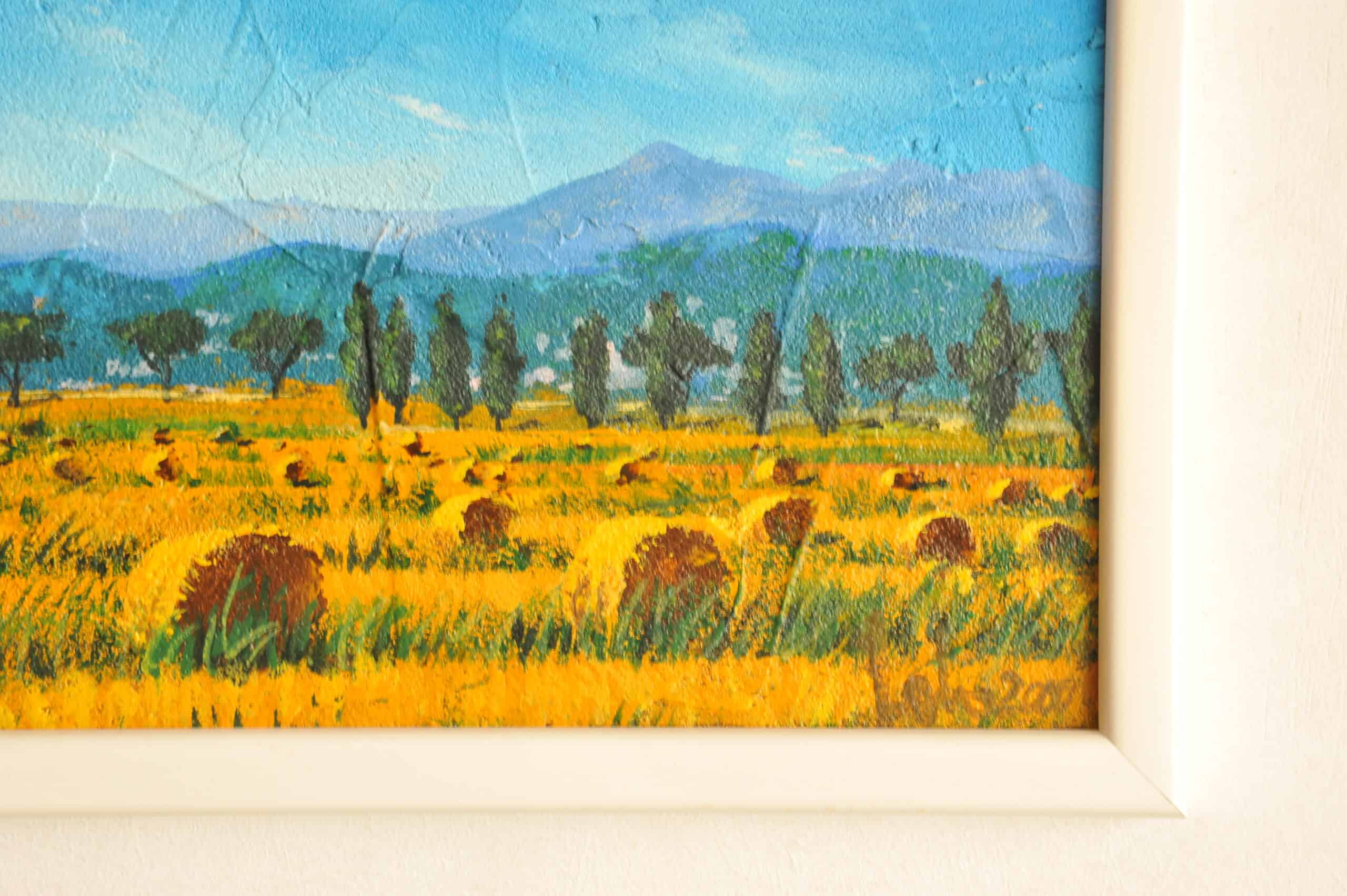 two striking vintage original oil on board tuscan landscapes by tebo marzari