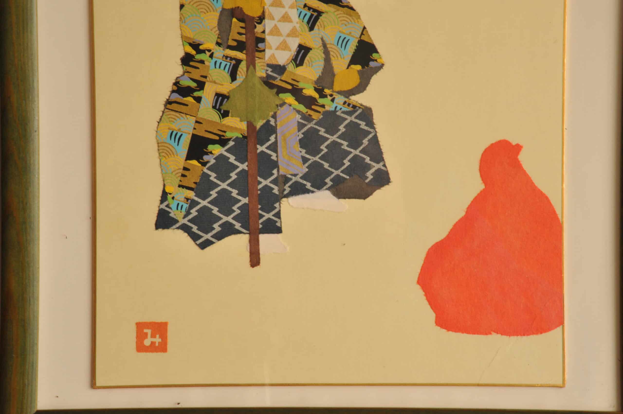 a good vintage japanese collage artwork of a wise man
