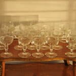 long set of vintage french wine glasses