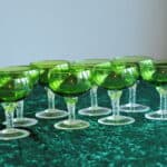 set of eight vintage french cocktail wine glasses