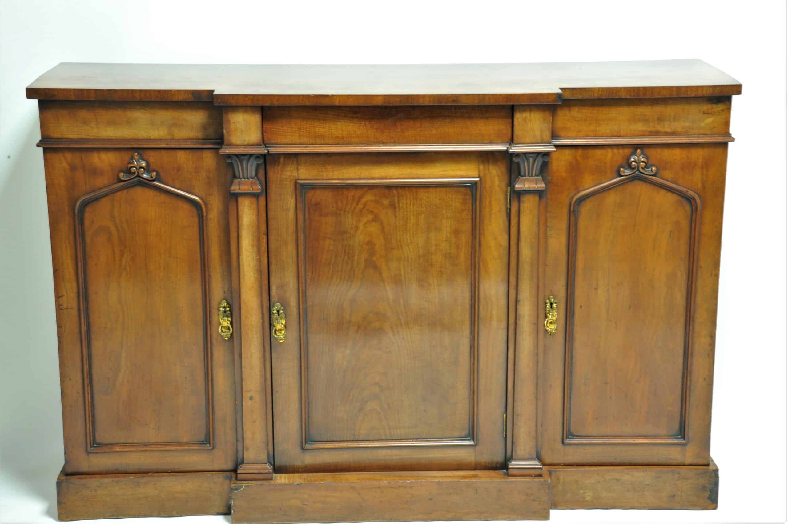 Superb Antique Mahogany Three Door Breakfront Side Cabinet