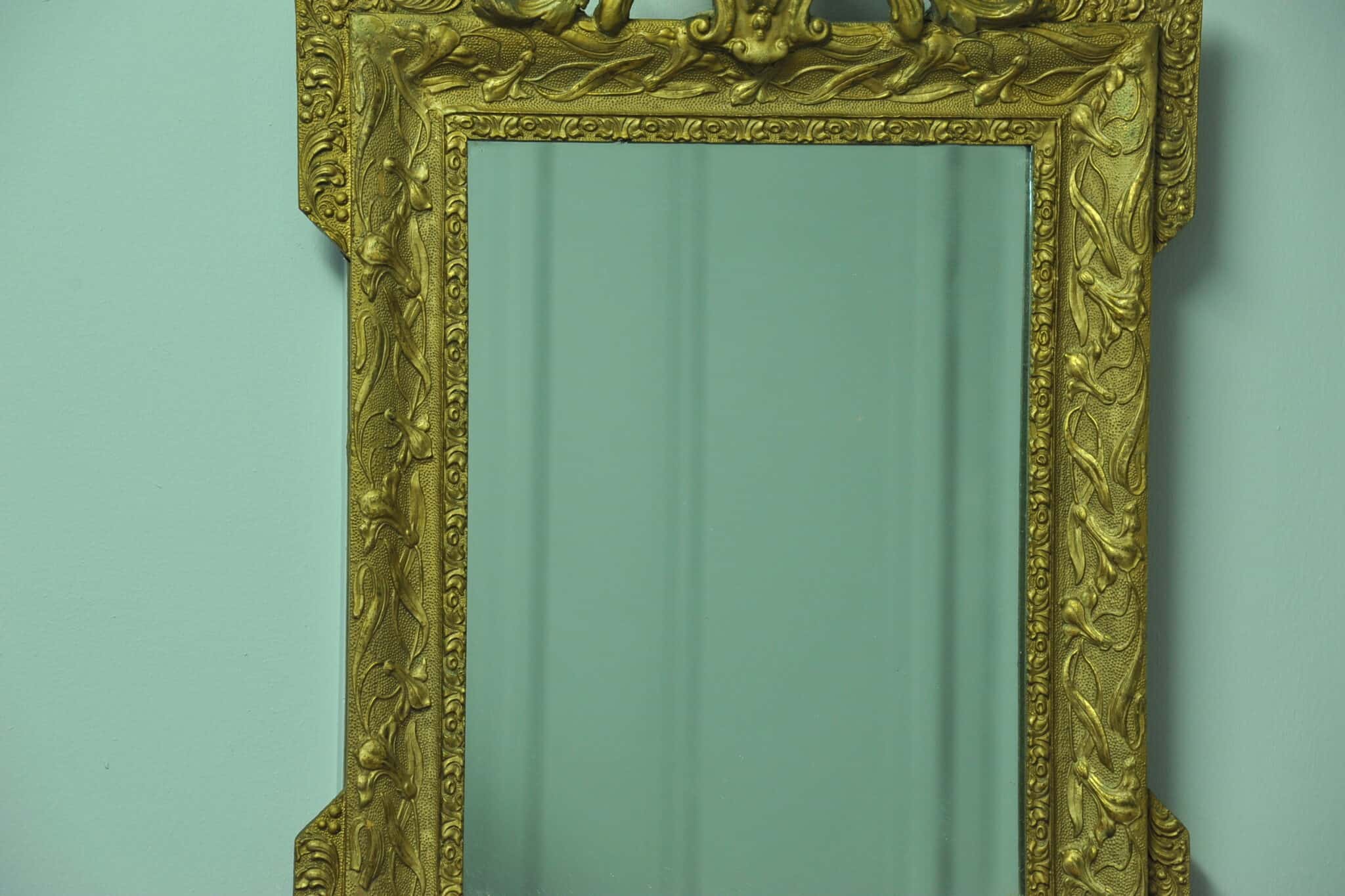 Antique 19c French Gilt Gesso Wall Mirror Village Vintage