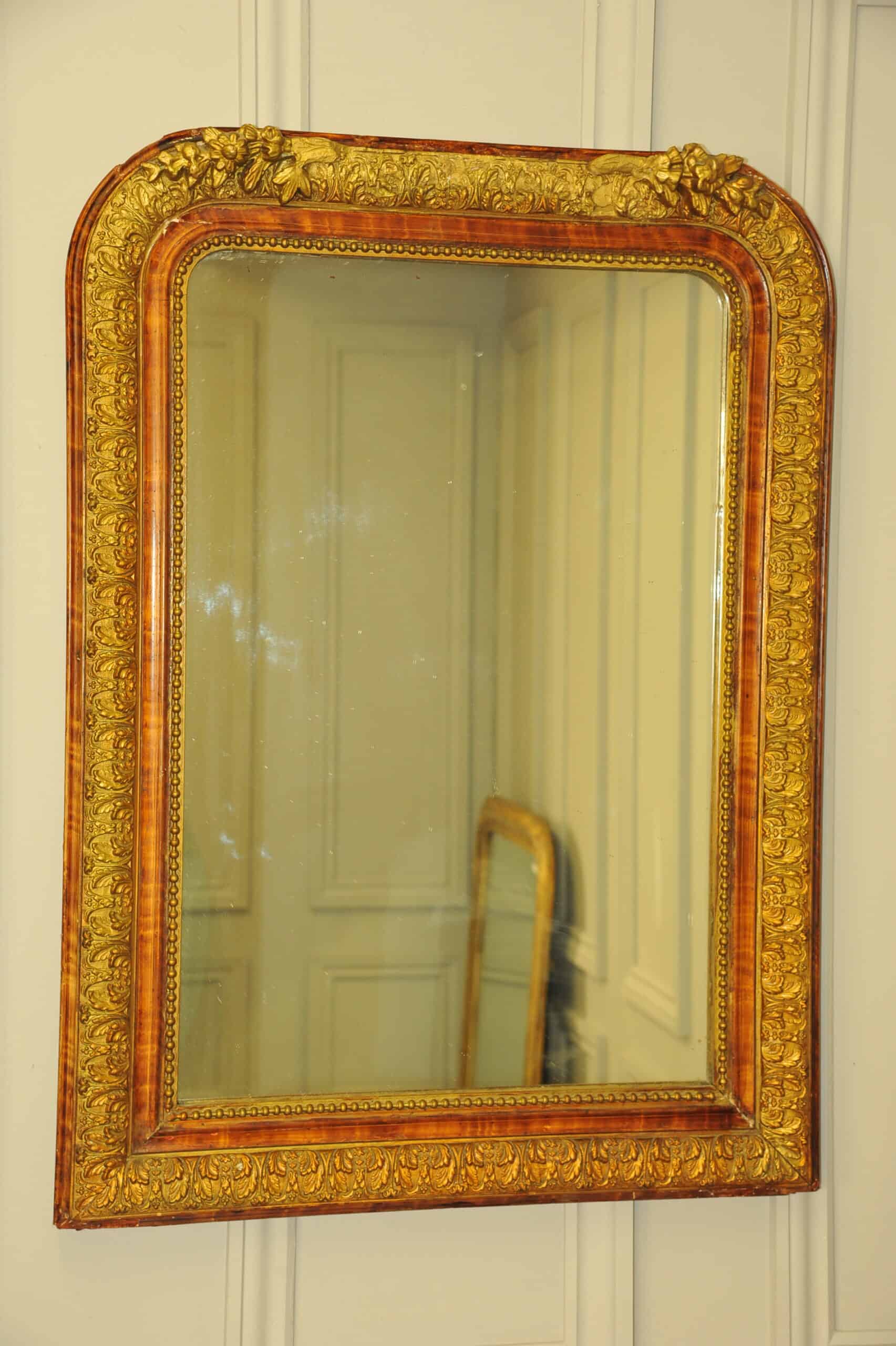very large antique French gilt gesso wall mirror