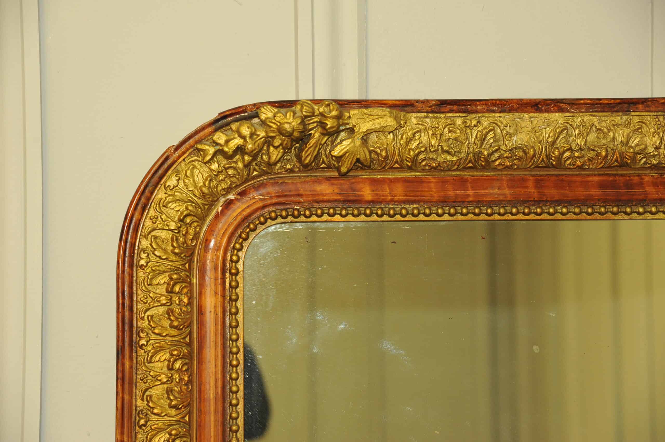 very large antique french gilt gesso wall mirror