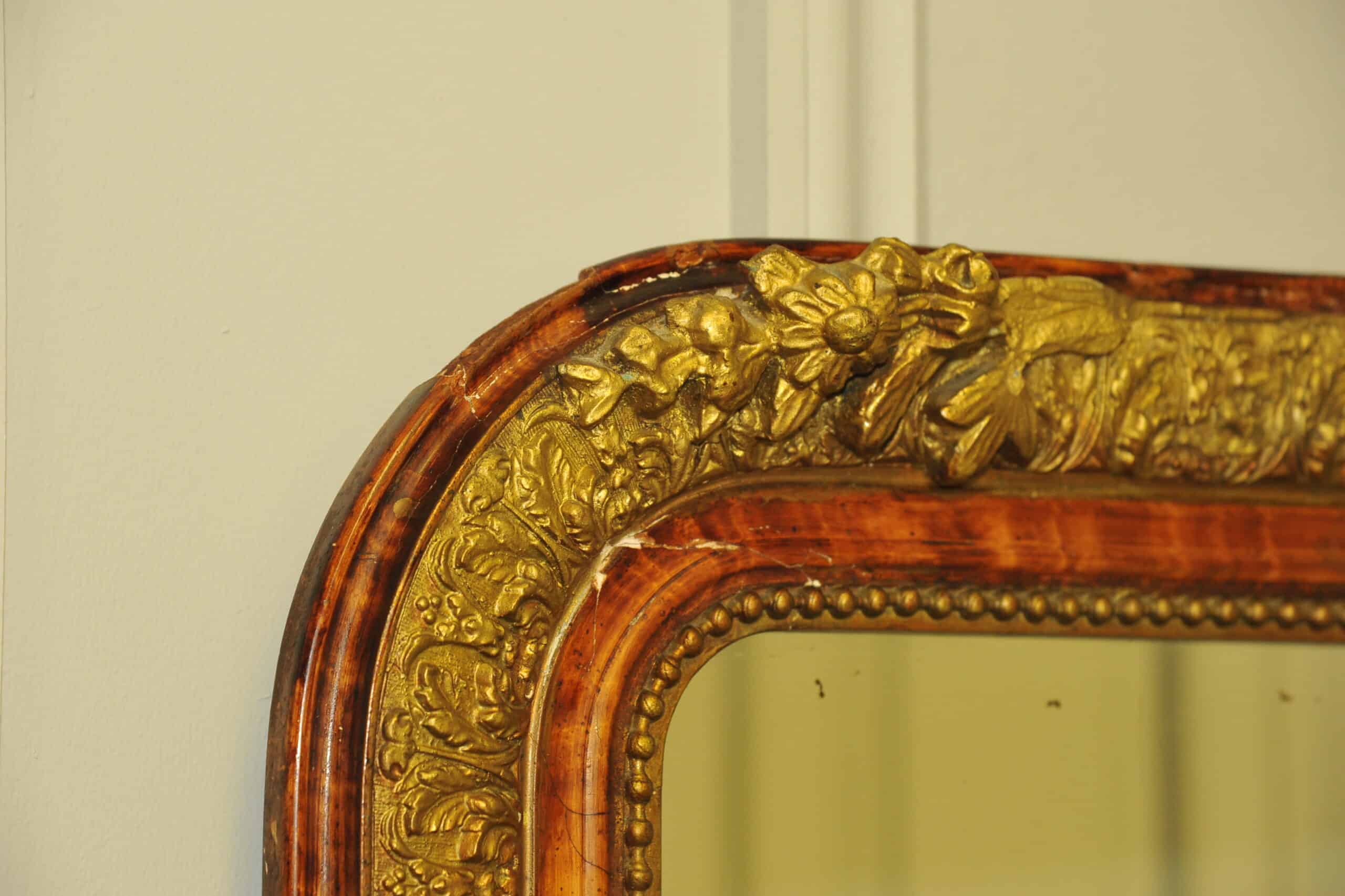 very large antique french gilt gesso wall mirror