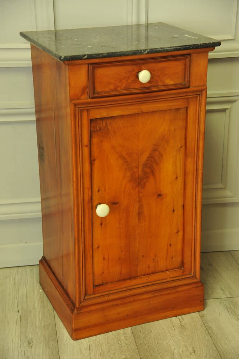 a pair of antique french walnut bedside cabinets