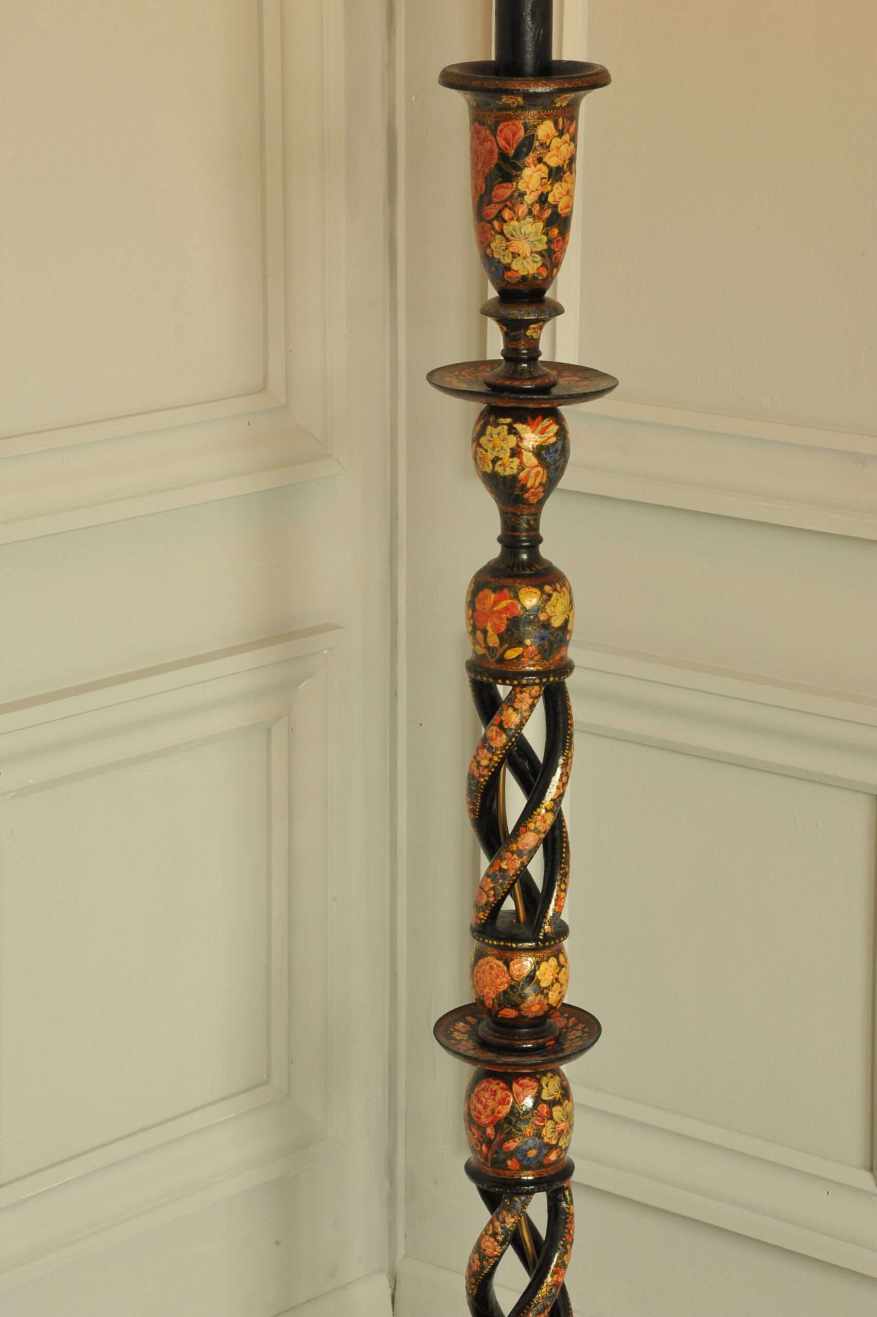 astonishingly rare antique kashmiri floor standing open twist lamp