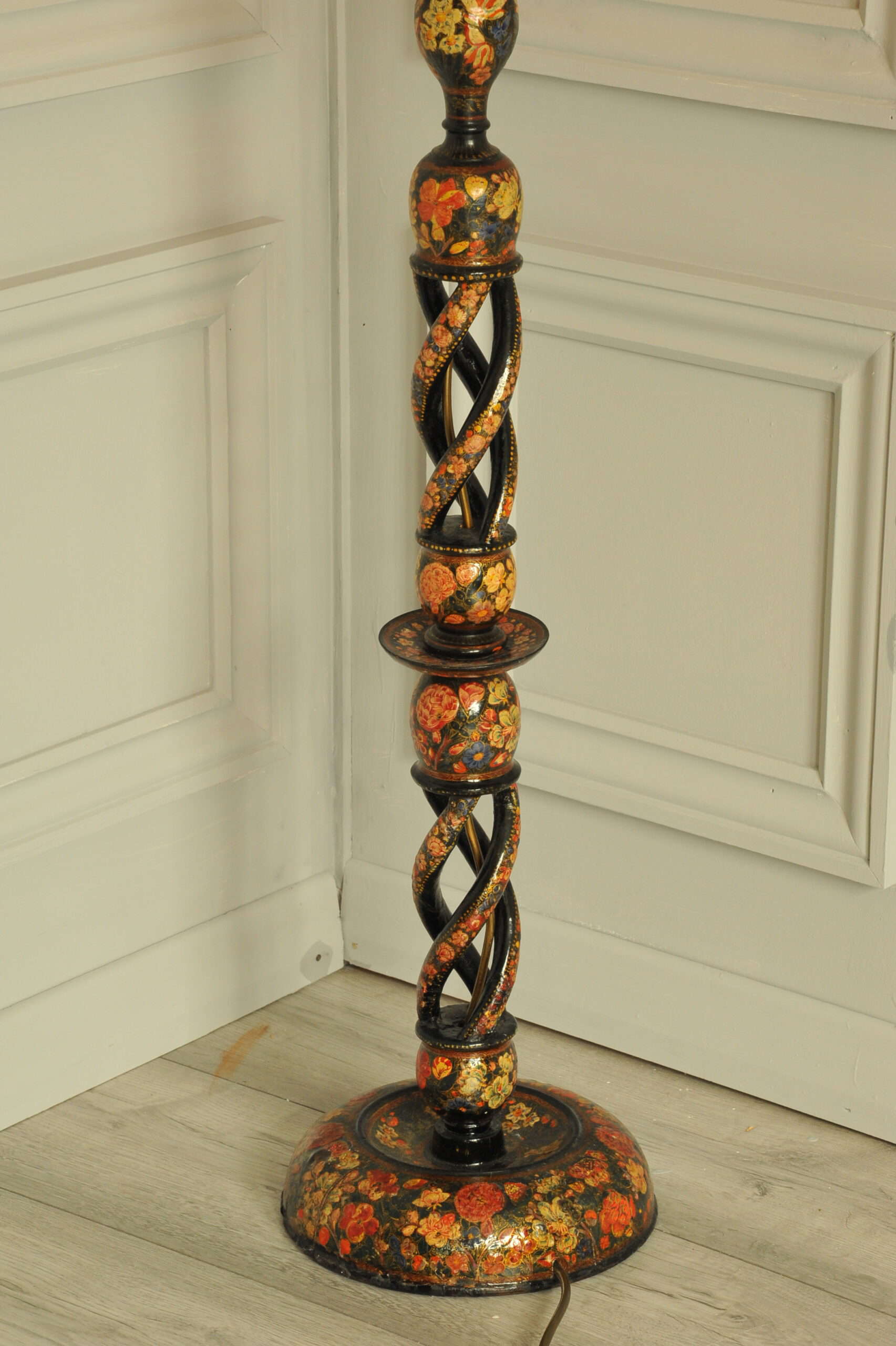 astonishingly rare antique kashmiri floor standing open twist lamp