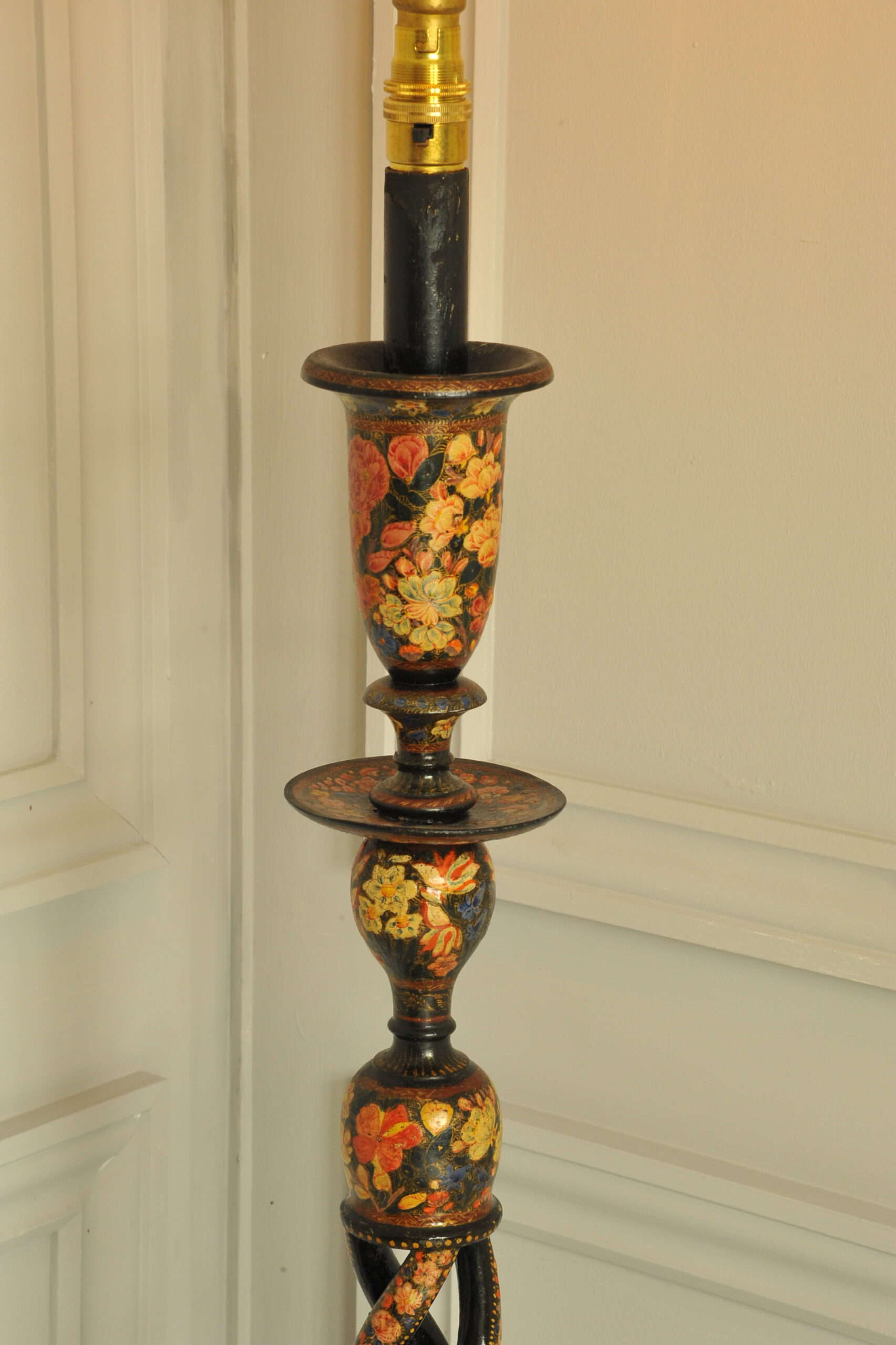 astonishingly rare antique kashmiri floor standing open twist lamp