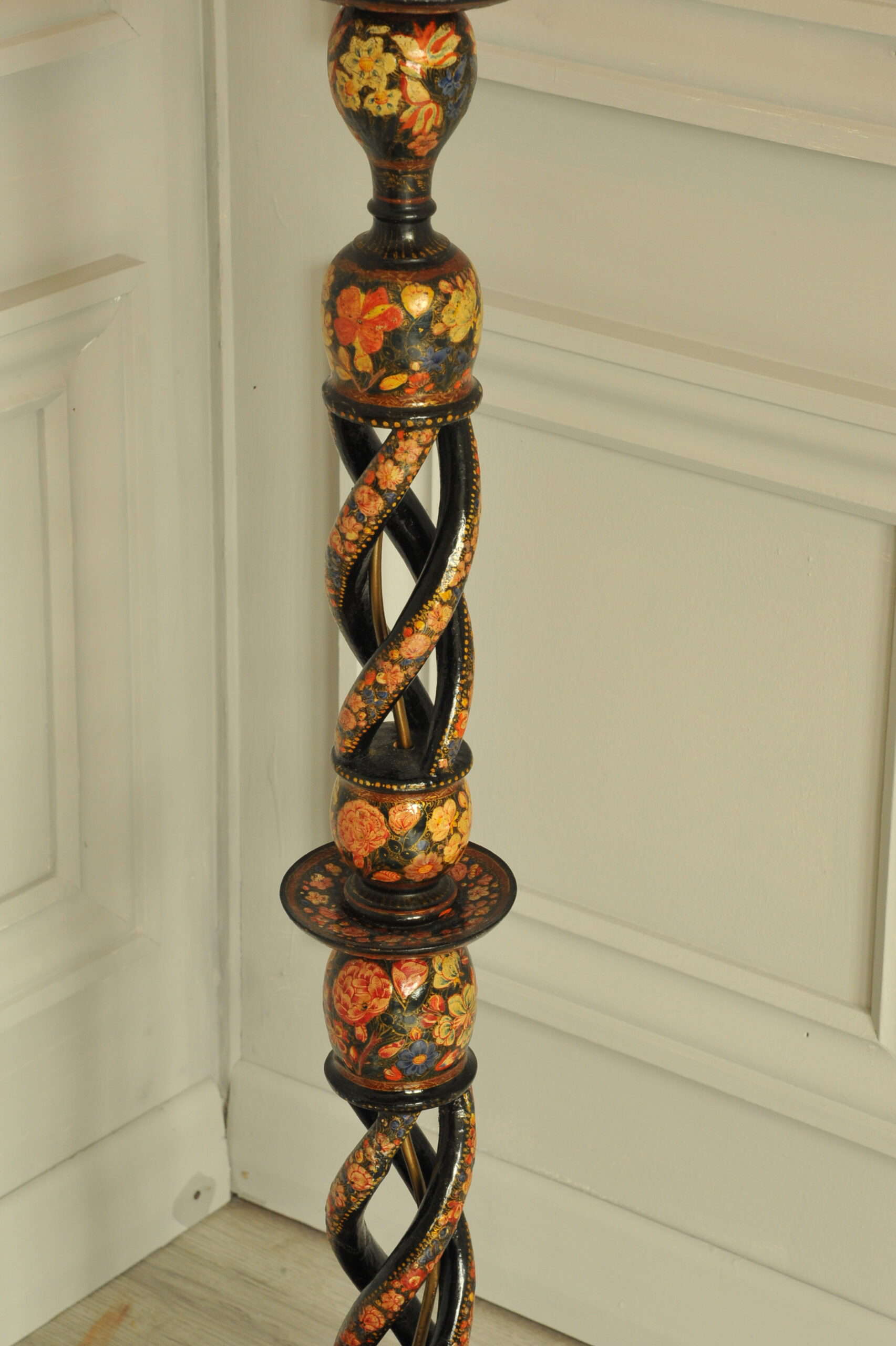 astonishingly rare antique kashmiri floor standing open twist lamp