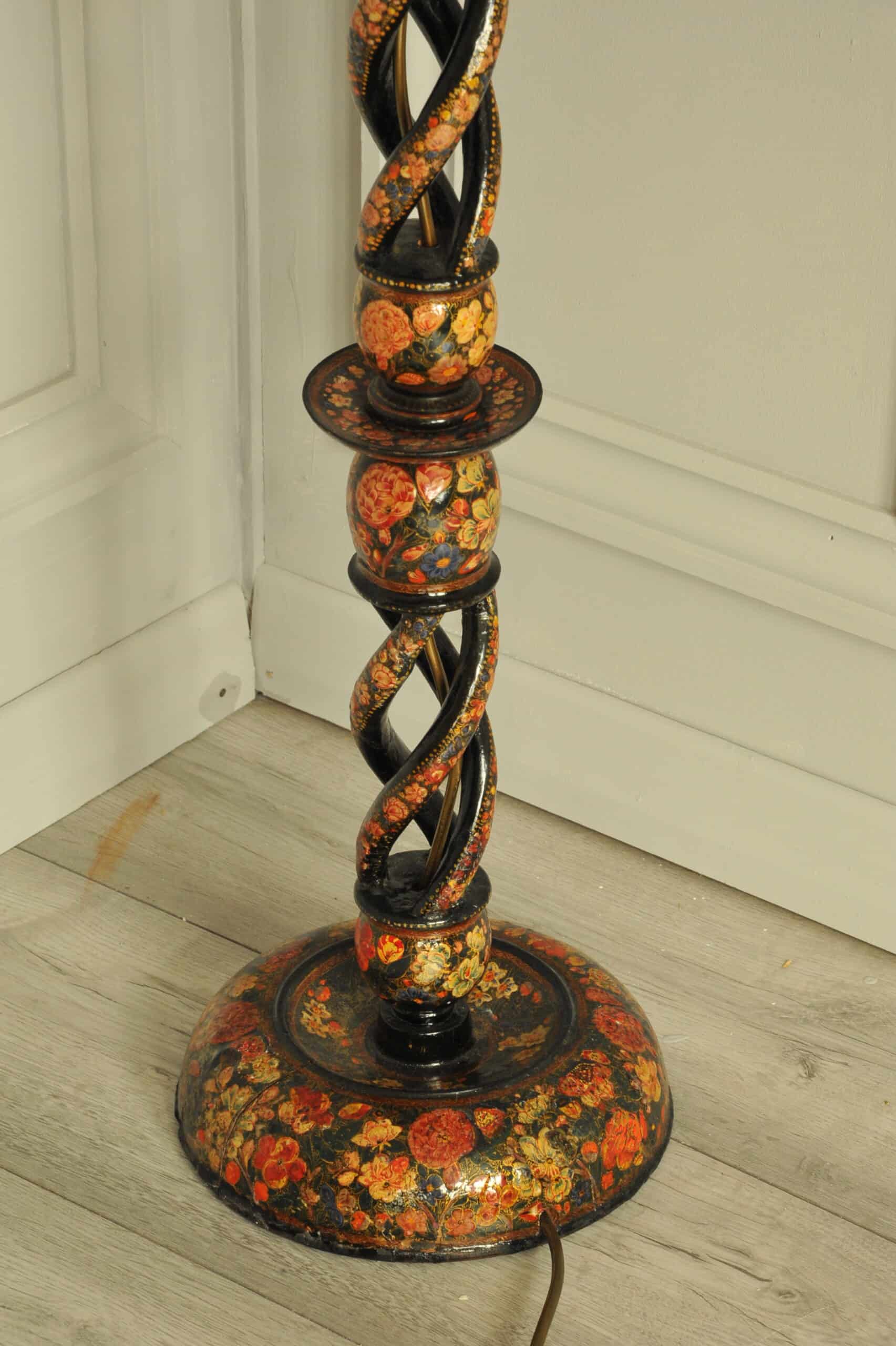 astonishingly rare antique kashmiri floor standing open twist lamp