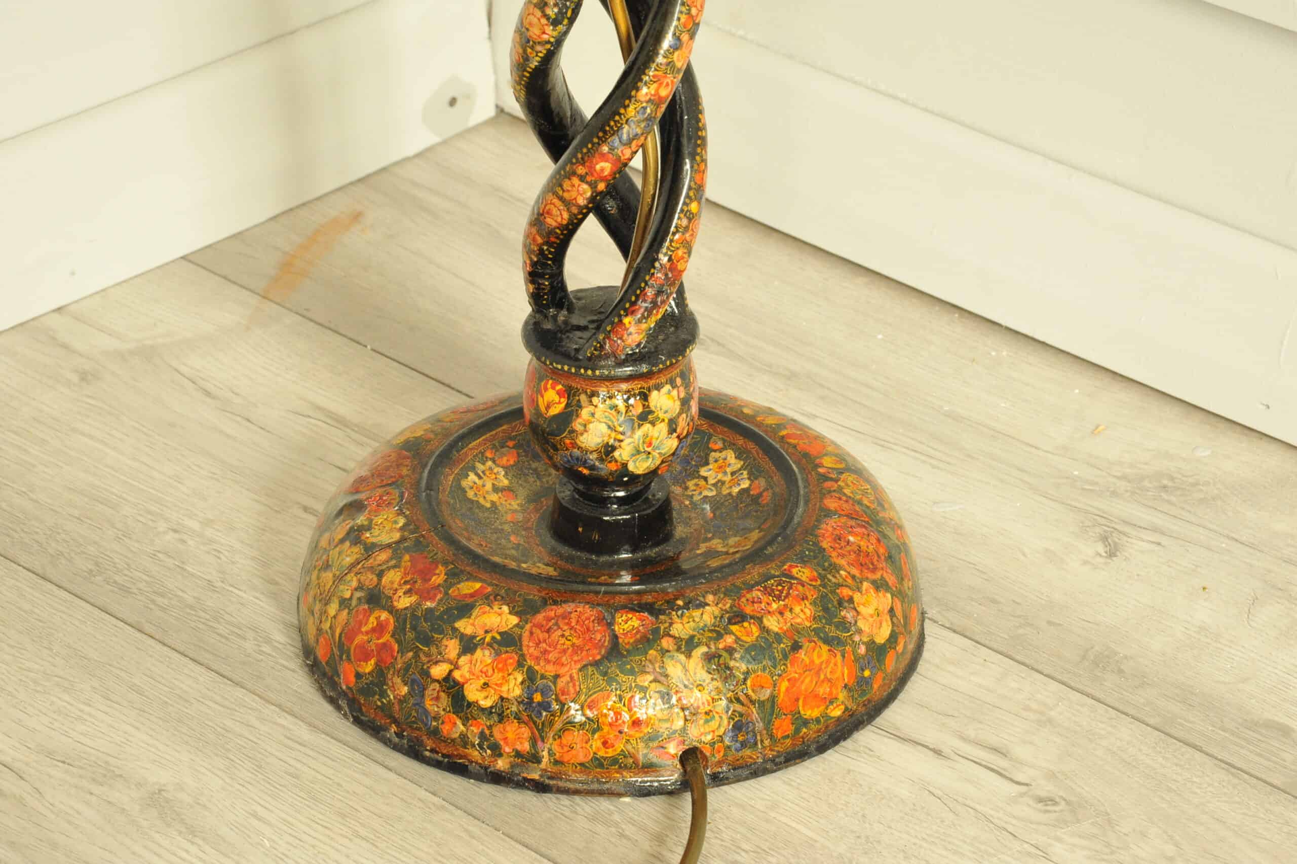 astonishingly rare antique kashmiri floor standing open twist lamp