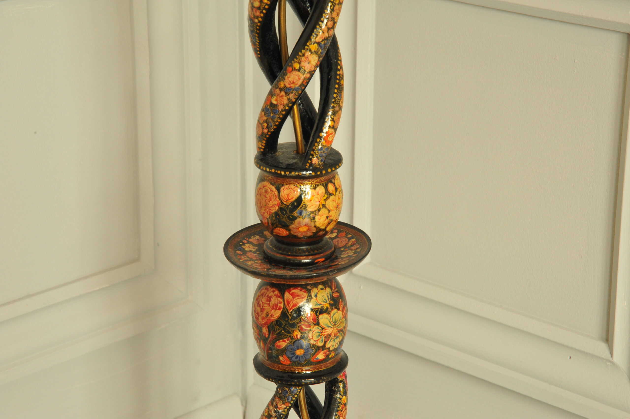 astonishingly rare antique kashmiri floor standing open twist lamp