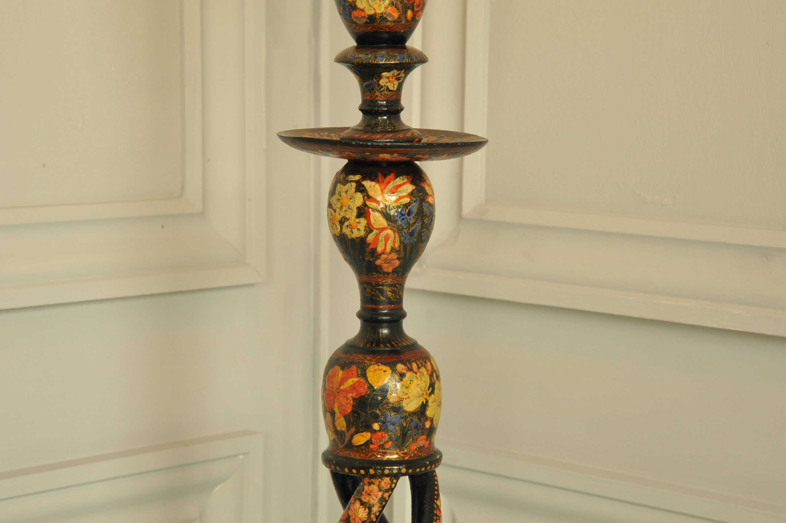 astonishingly rare antique kashmiri floor standing open twist lamp