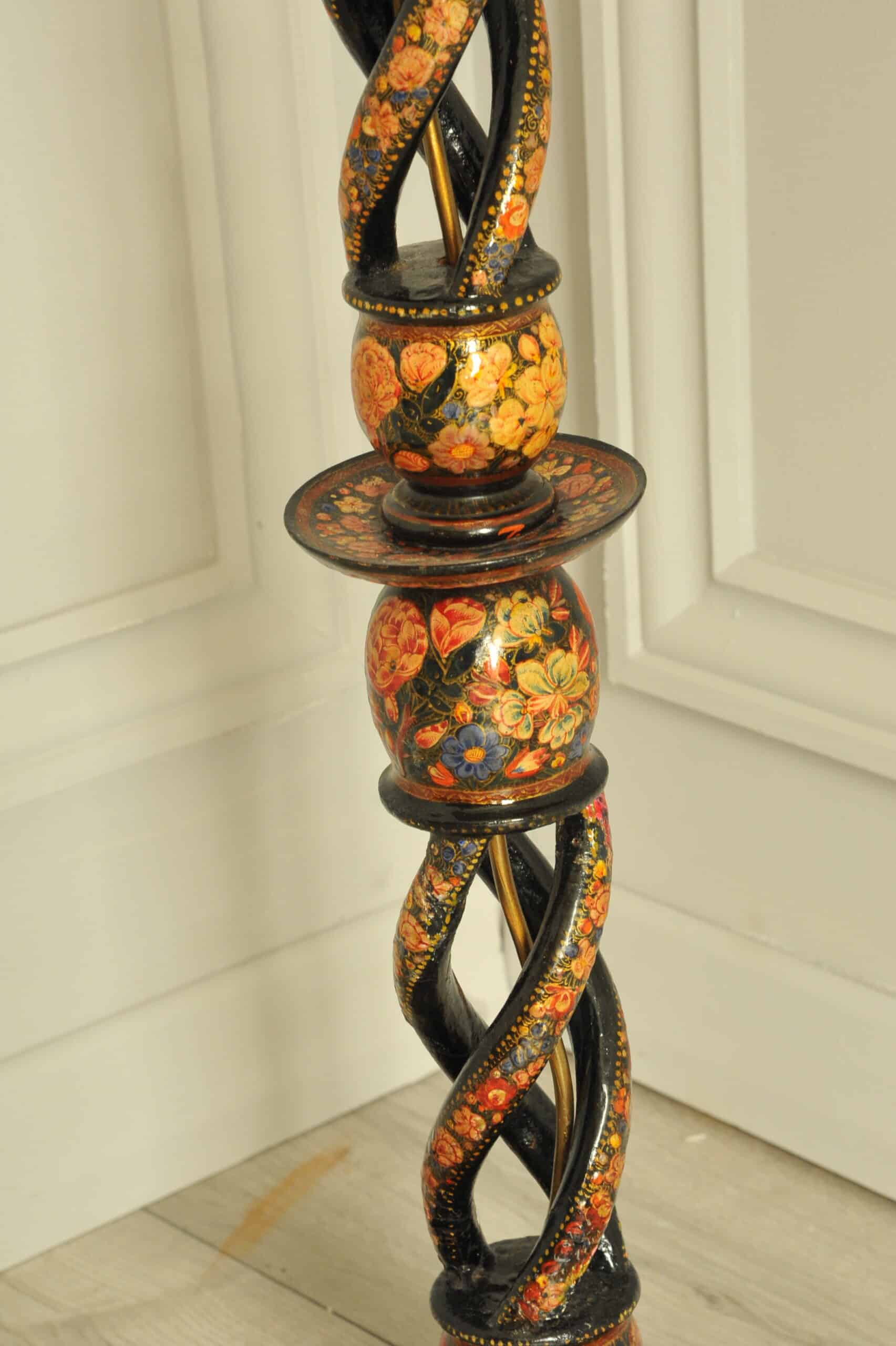 astonishingly rare antique kashmiri floor standing open twist lamp