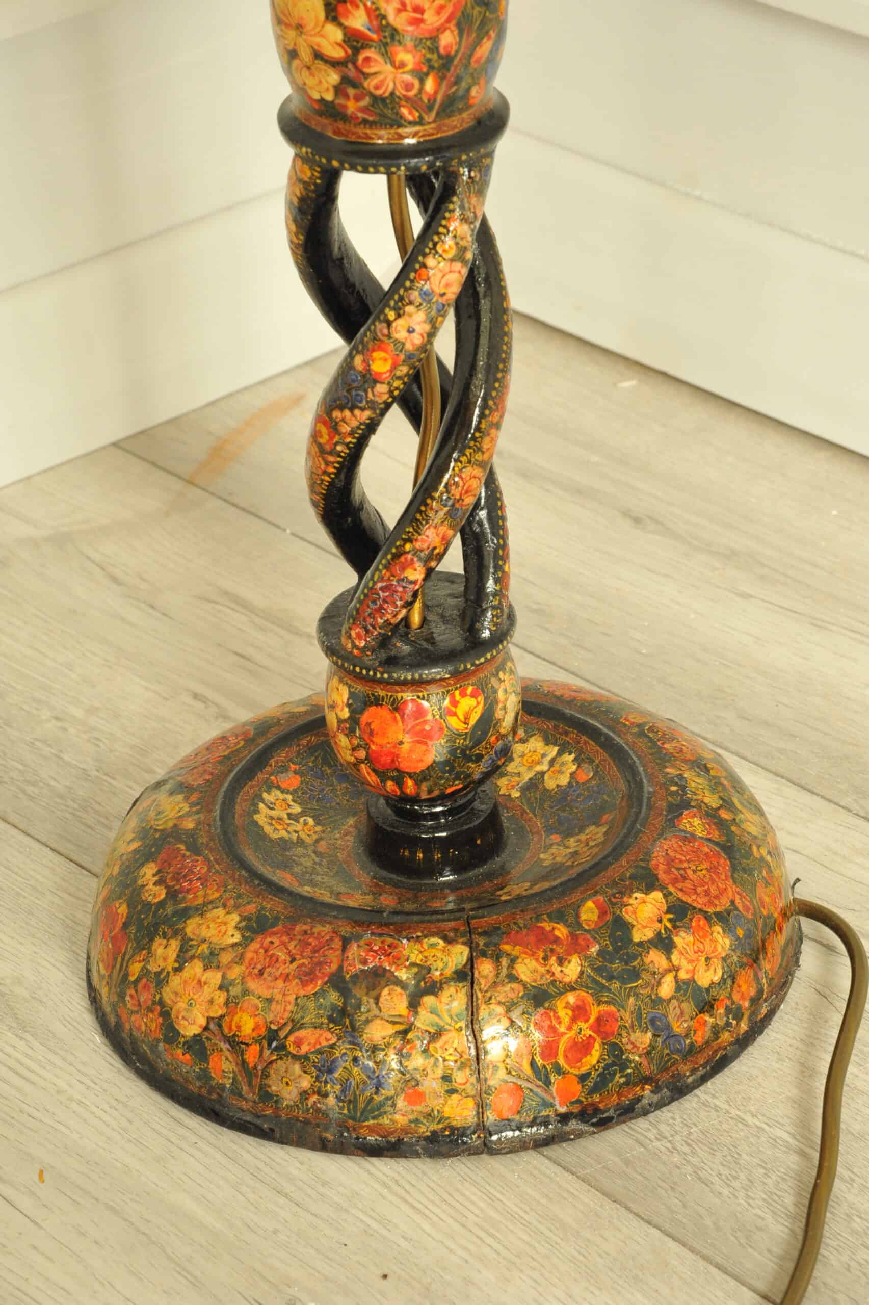 astonishingly rare antique kashmiri floor standing open twist lamp