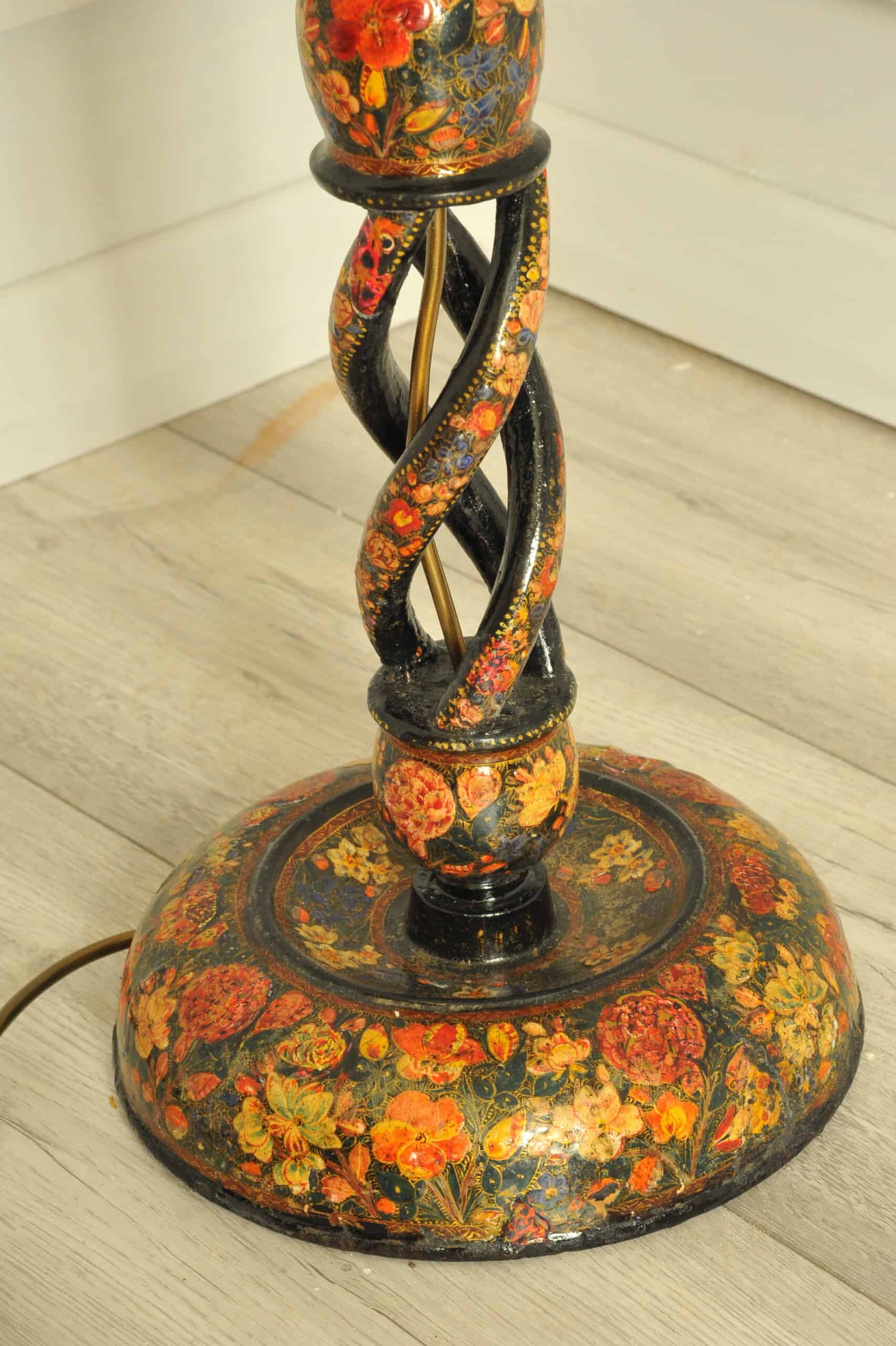 astonishingly rare antique kashmiri floor standing open twist lamp