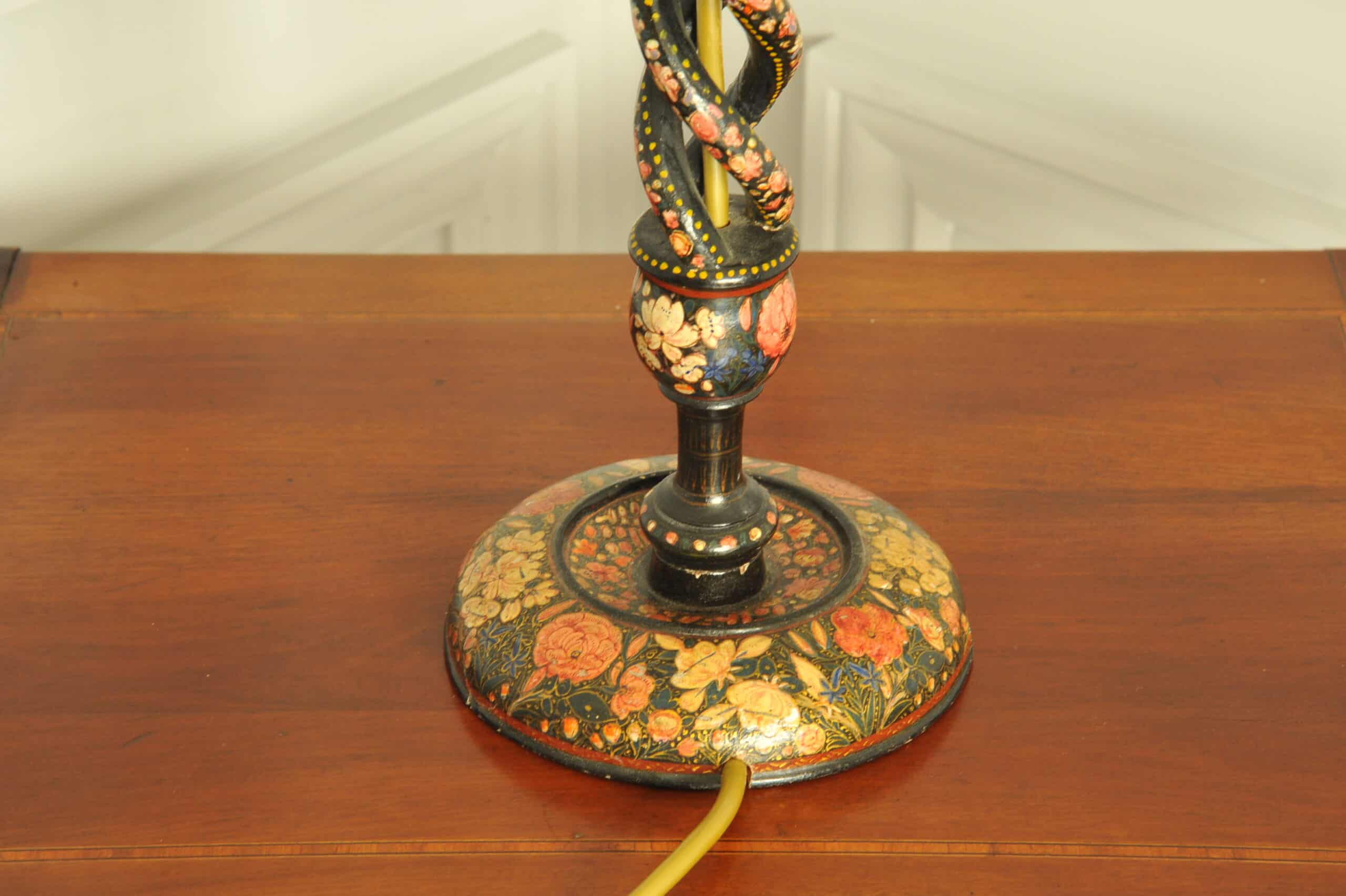 an antique kashmiri open twist table lamp