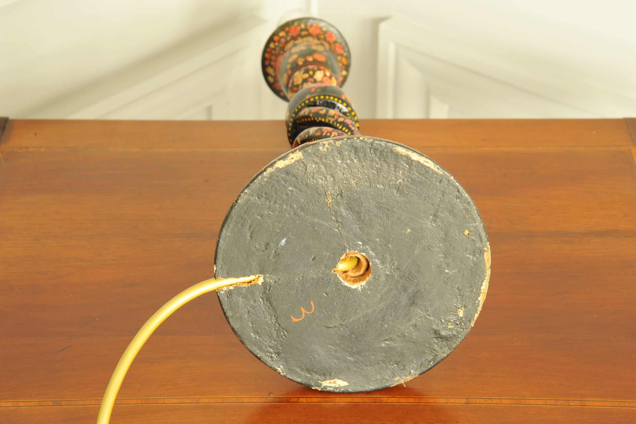 an antique kashmiri open twist table lamp