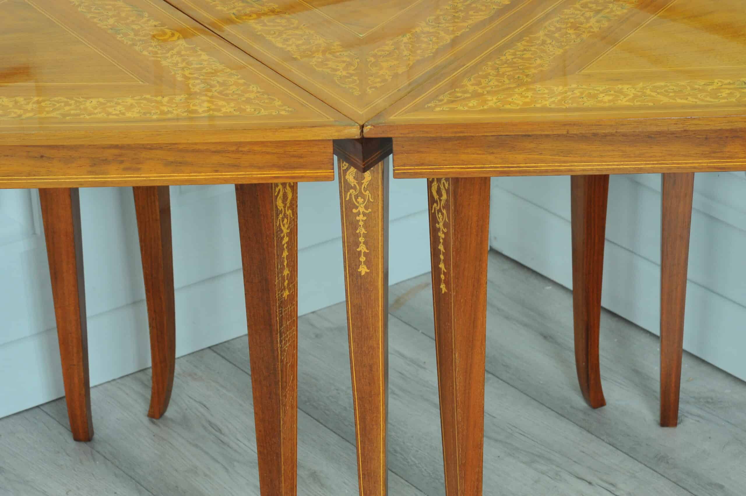 a rare set of italian sorrento inlaid tables