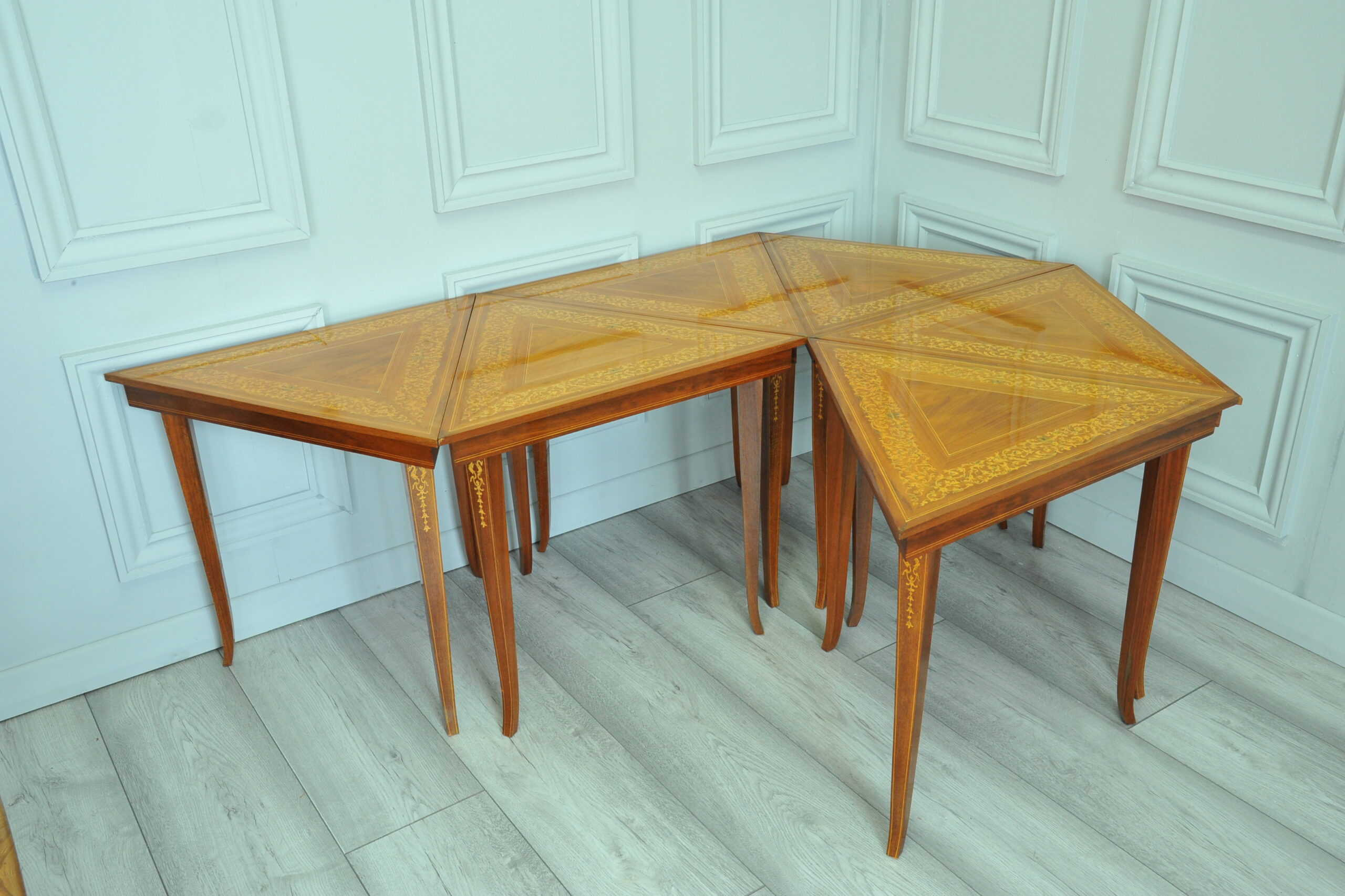 a rare set of italian sorrento inlaid tables