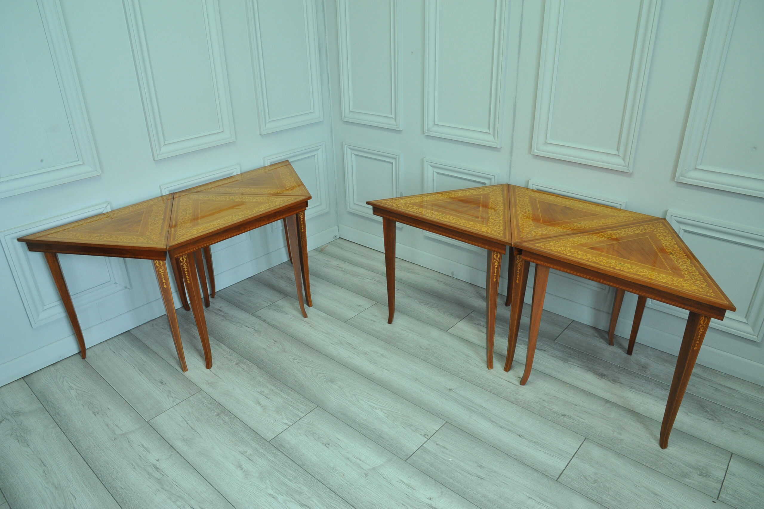 a rare set of italian sorrento inlaid tables