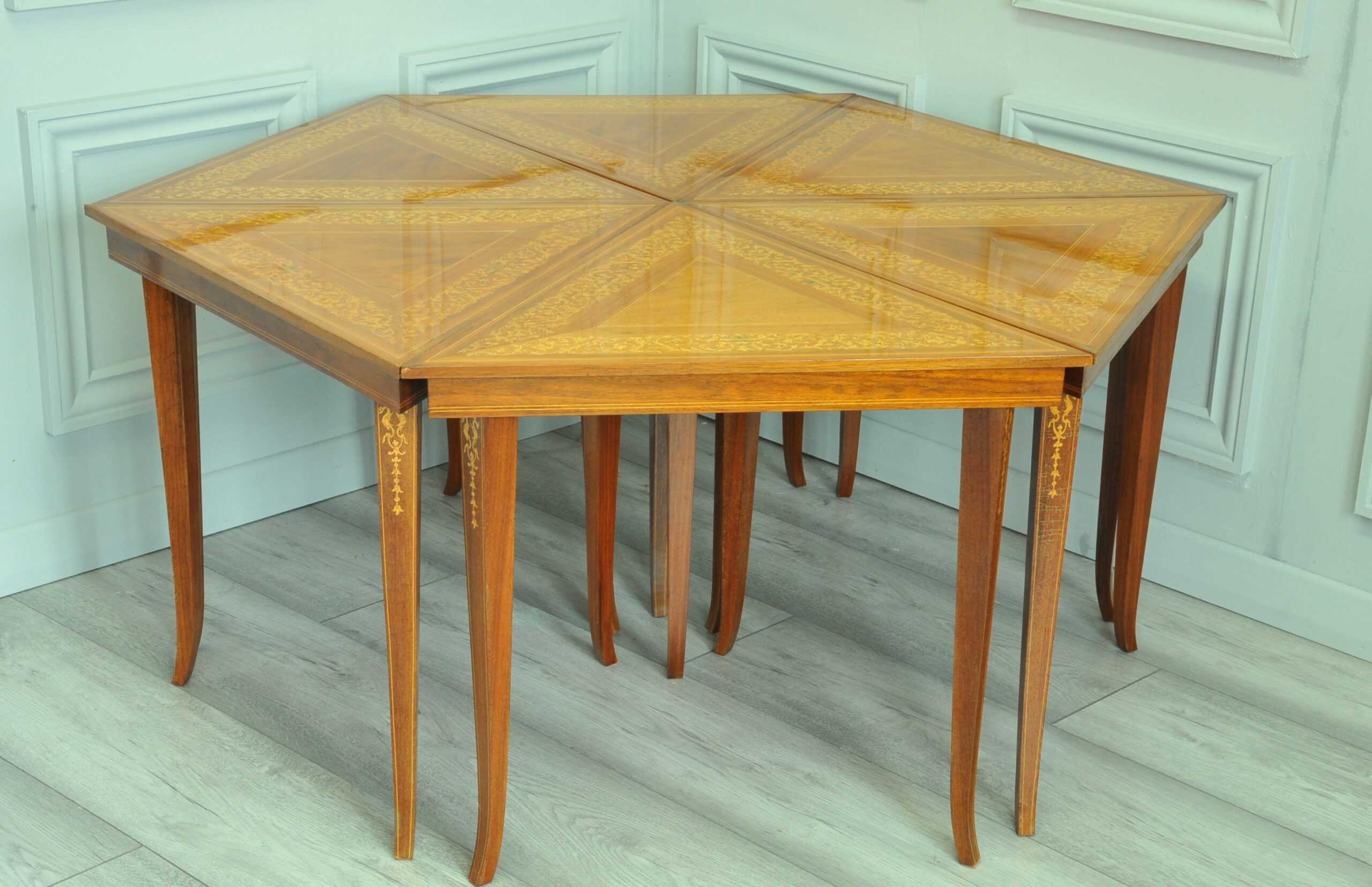 a rare set of italian sorrento inlaid tables