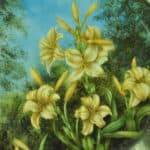 a beautiful vintage hand painted plate with lillies