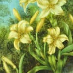 a beautiful vintage hand painted plate with lillies