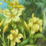 a beautiful vintage hand painted plate with lillies