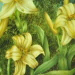 a beautiful vintage hand painted plate with lillies