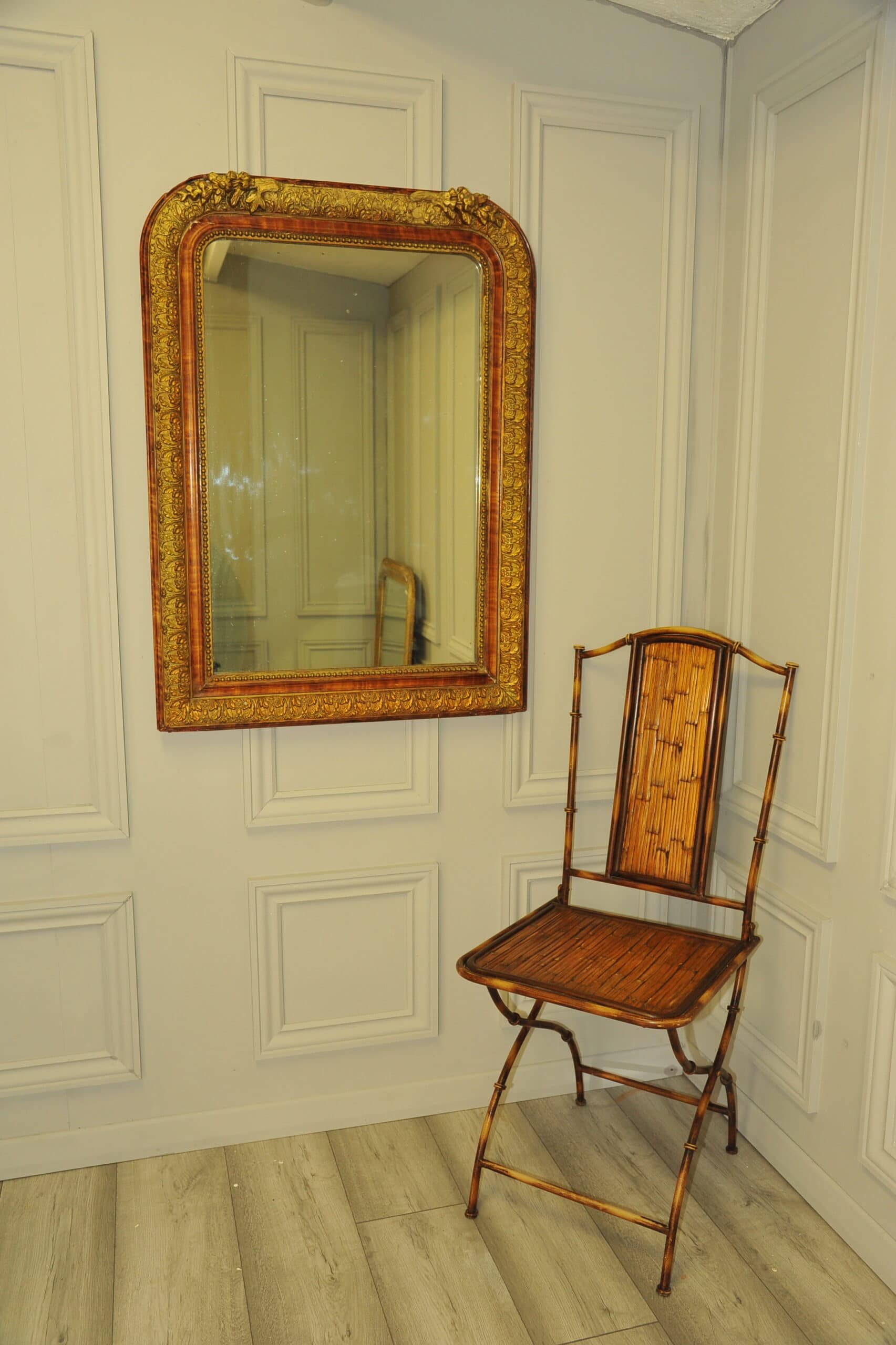 very large antique french gilt gesso wall mirror