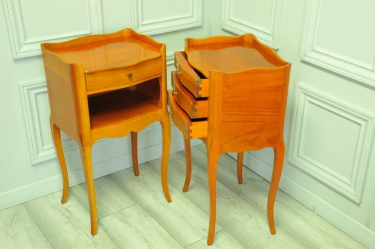 a lovely pair of mid c french satinwood bedside tables