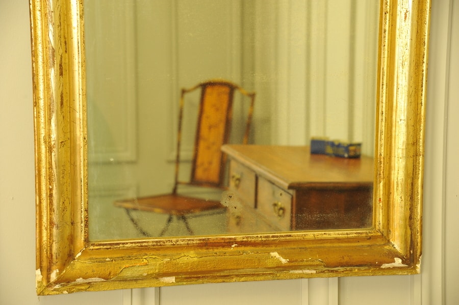 a very large antique french 19c gilt gesso wall hanging mirror