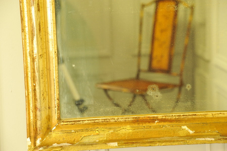a very large antique french 19c gilt gesso wall hanging mirror