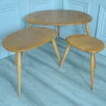 a vintage set of ercol pebble nesting tables