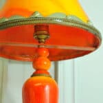 vintage mid century polished stone and silver lamp