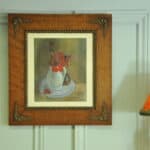a vintage still life pastel picture in oak frame