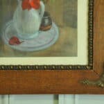 a vintage still life pastel picture in oak frame