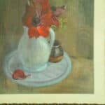 a vintage still life pastel picture in oak frame