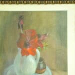 a vintage still life pastel picture in oak frame