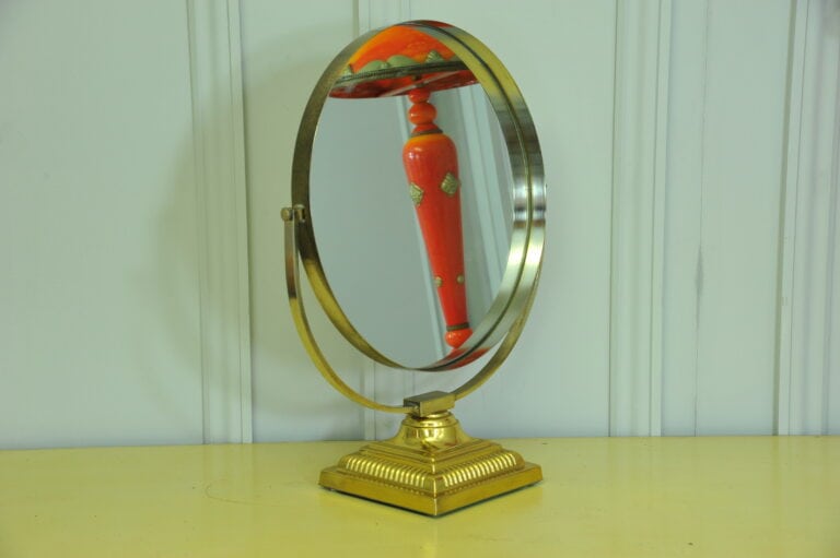 a vintage brass and steel dressing mirror by durlston designs