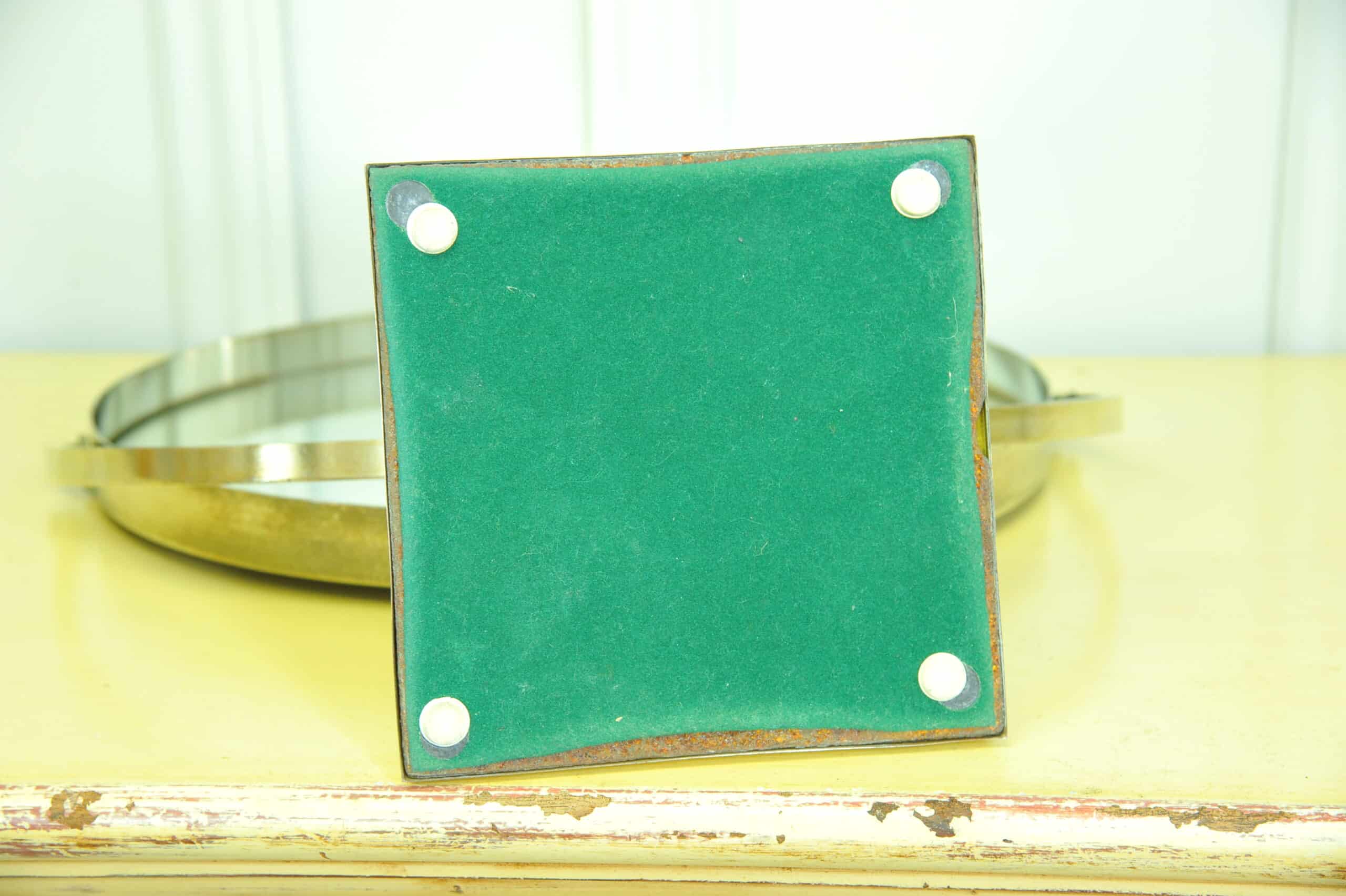 a vintage brass and steel dressing mirror by durlston designs