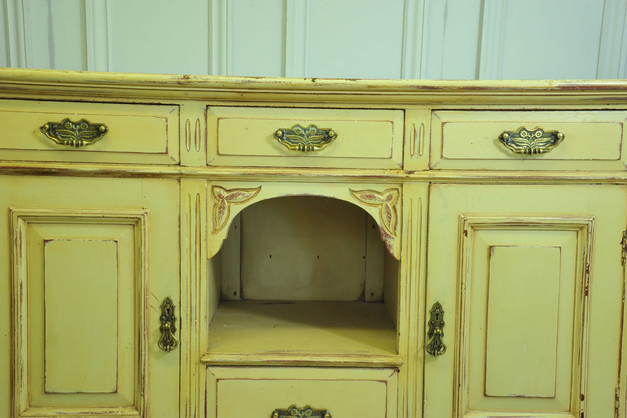 antique painted mahogany and pine dresser base