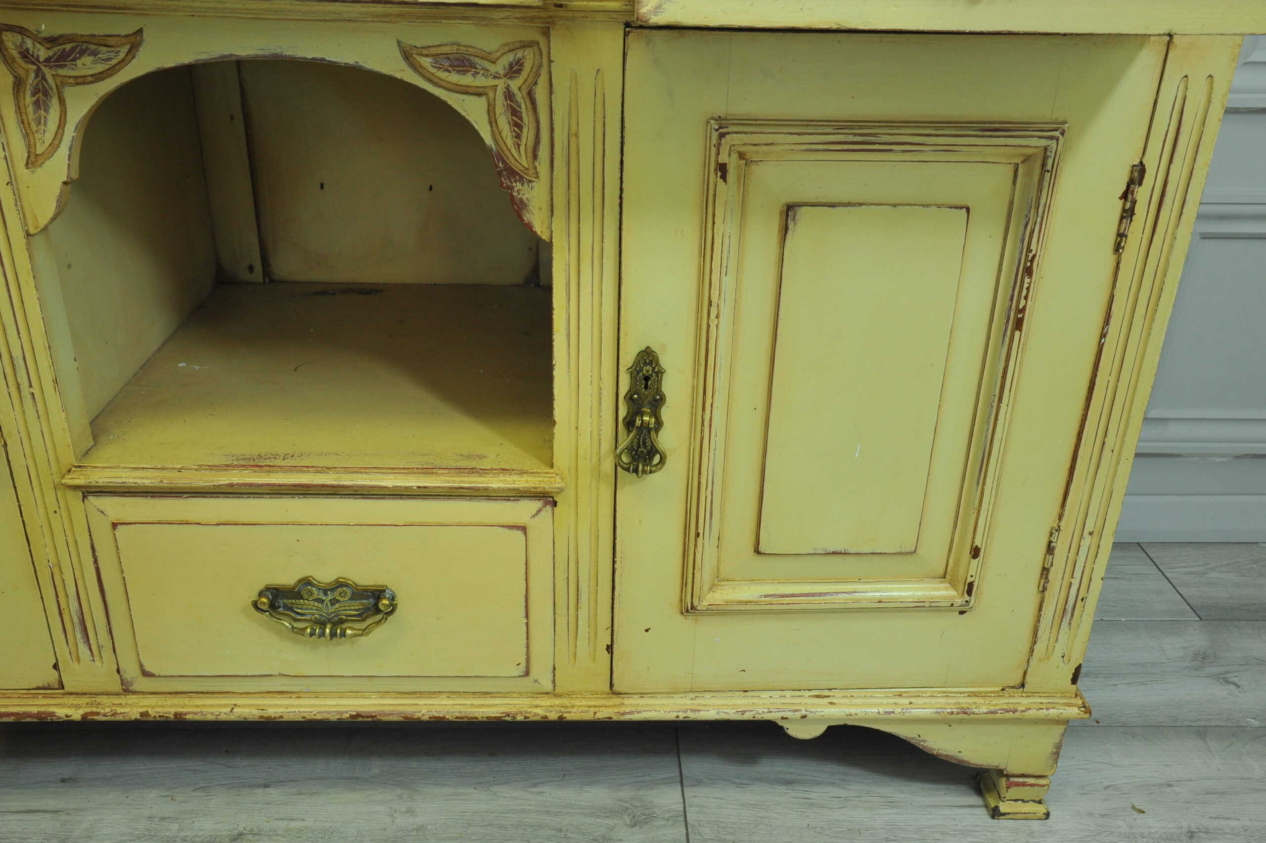 antique painted mahogany and pine dresser base