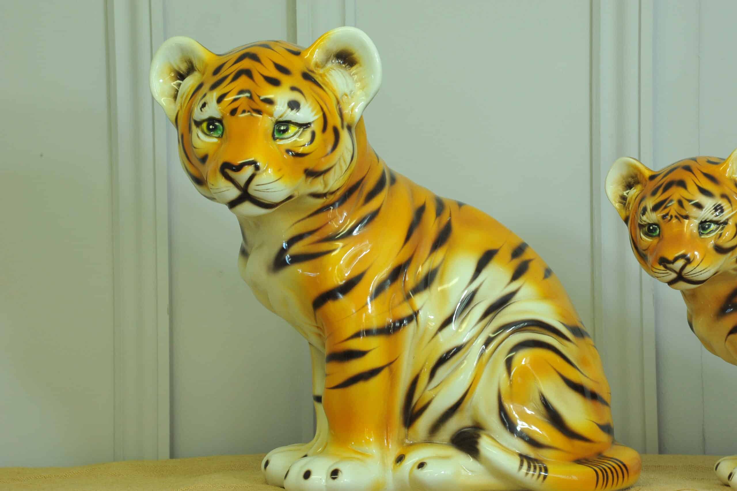 vintage ceramic tiger cubs