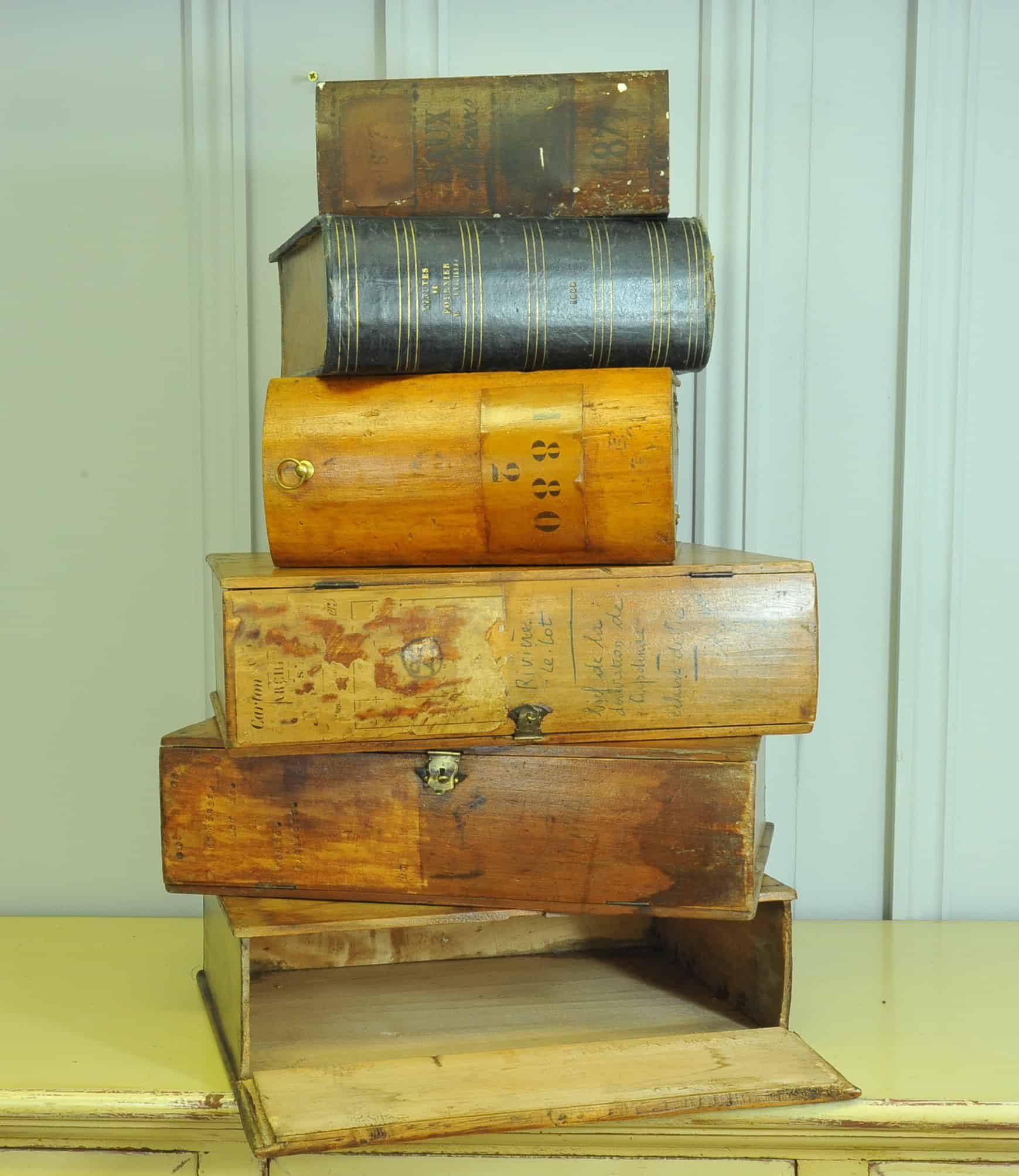 wonderful mix of antique vintage french faux livres (false books)