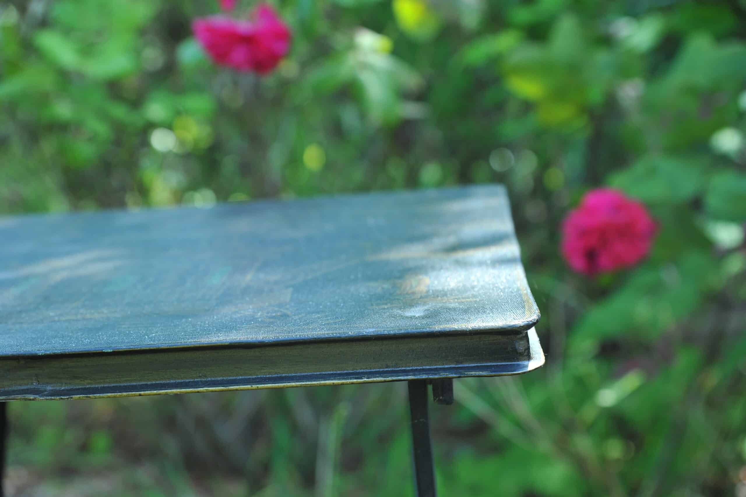 a vintage chinoiseries top metal folding table