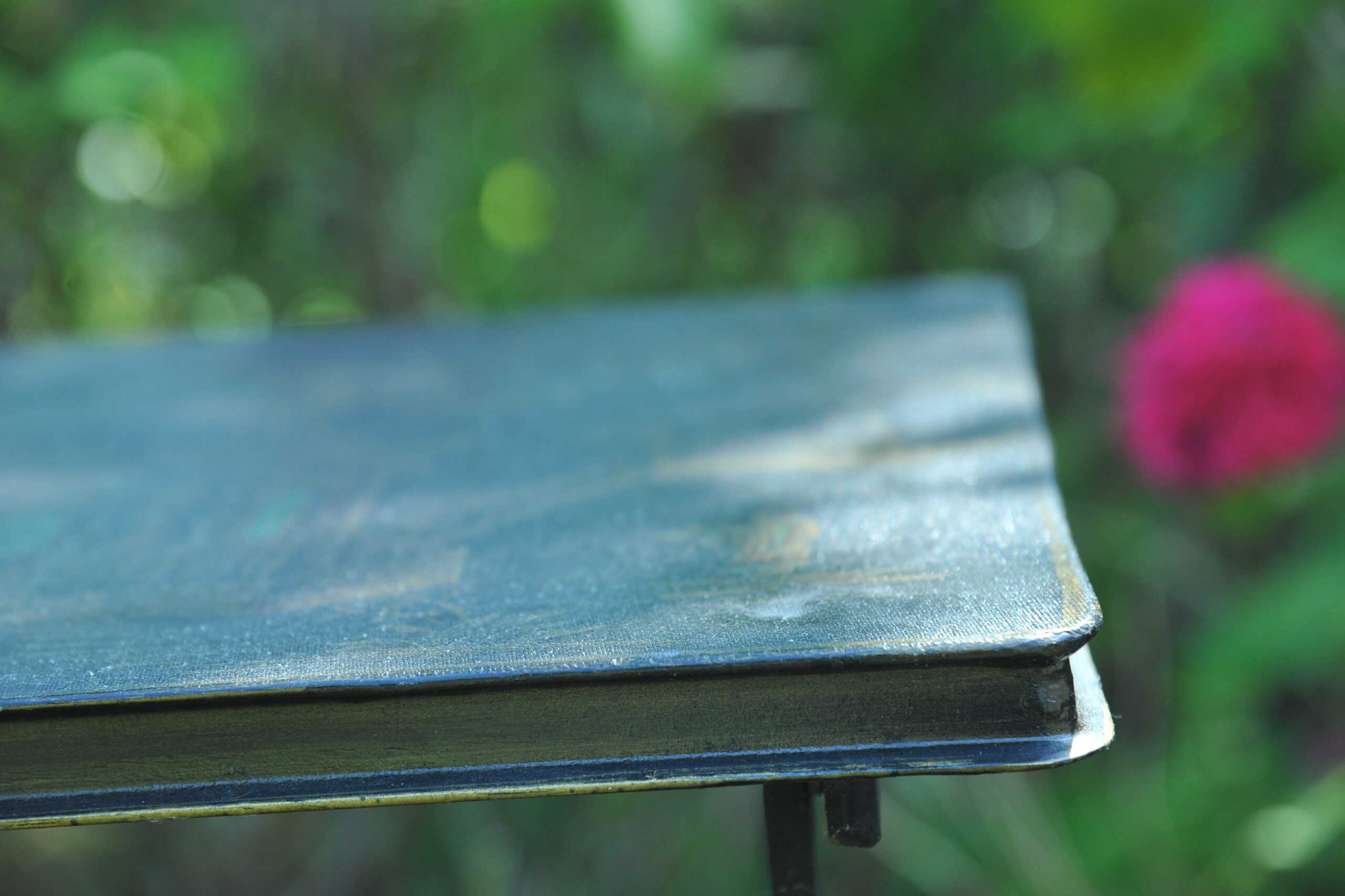 a vintage chinoiseries top metal folding table